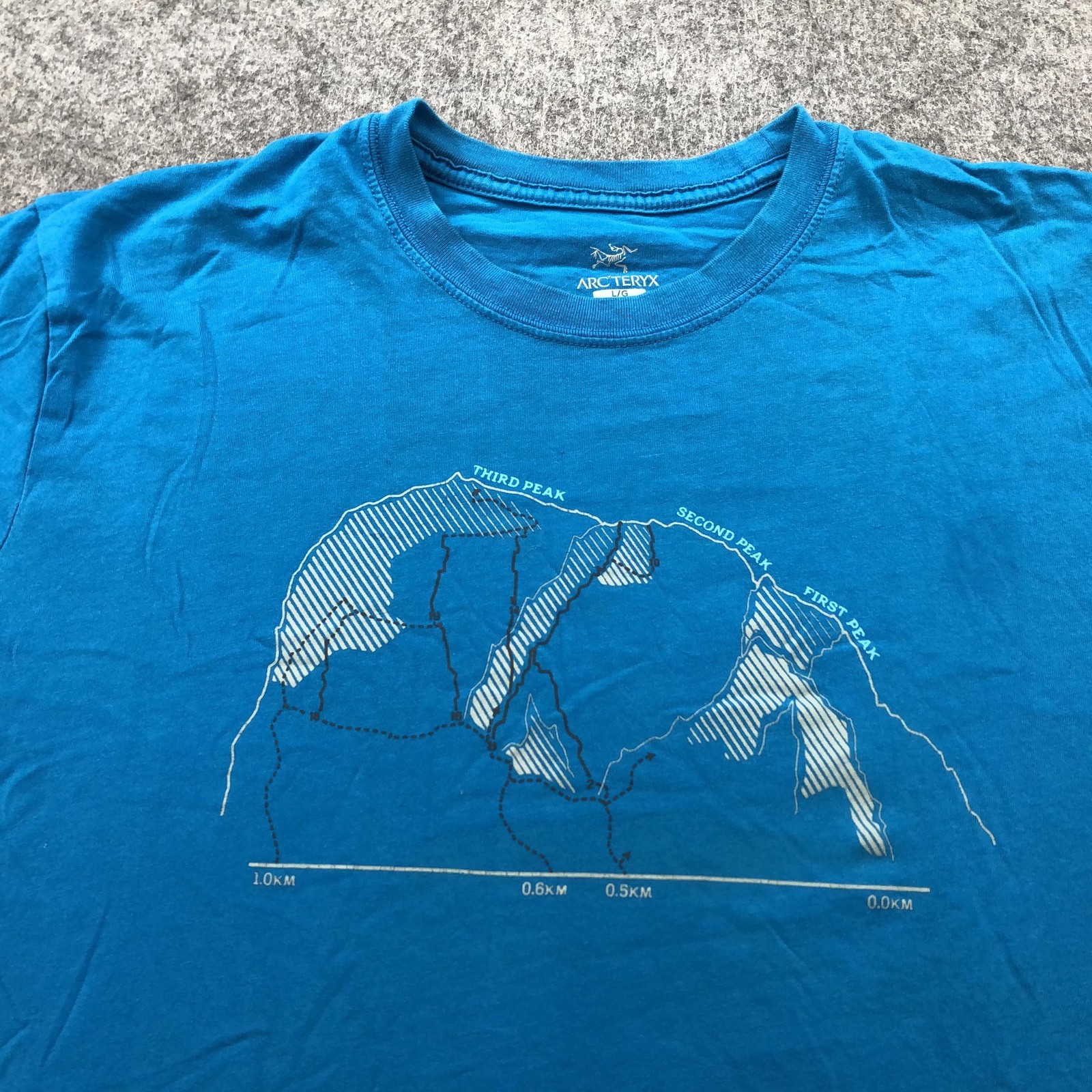 Arc'teryx Shirt Mens Large Blue Mountains Peaks Compass Graphic Tee Tagless gallery