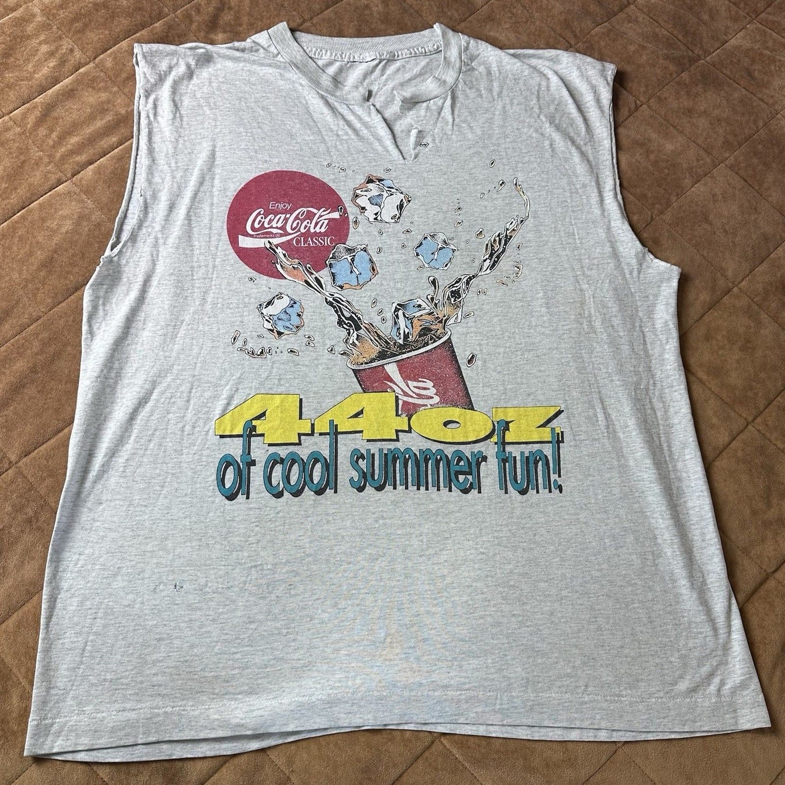 Vintage 90s Coca Cola Coke 44 Oz Double-Sided Shirt Soda Pop Mens XL gallery