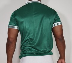 MEN’S DARK GREEN SHINY COLLARED SOCCER SHIRT ADULT SMALL