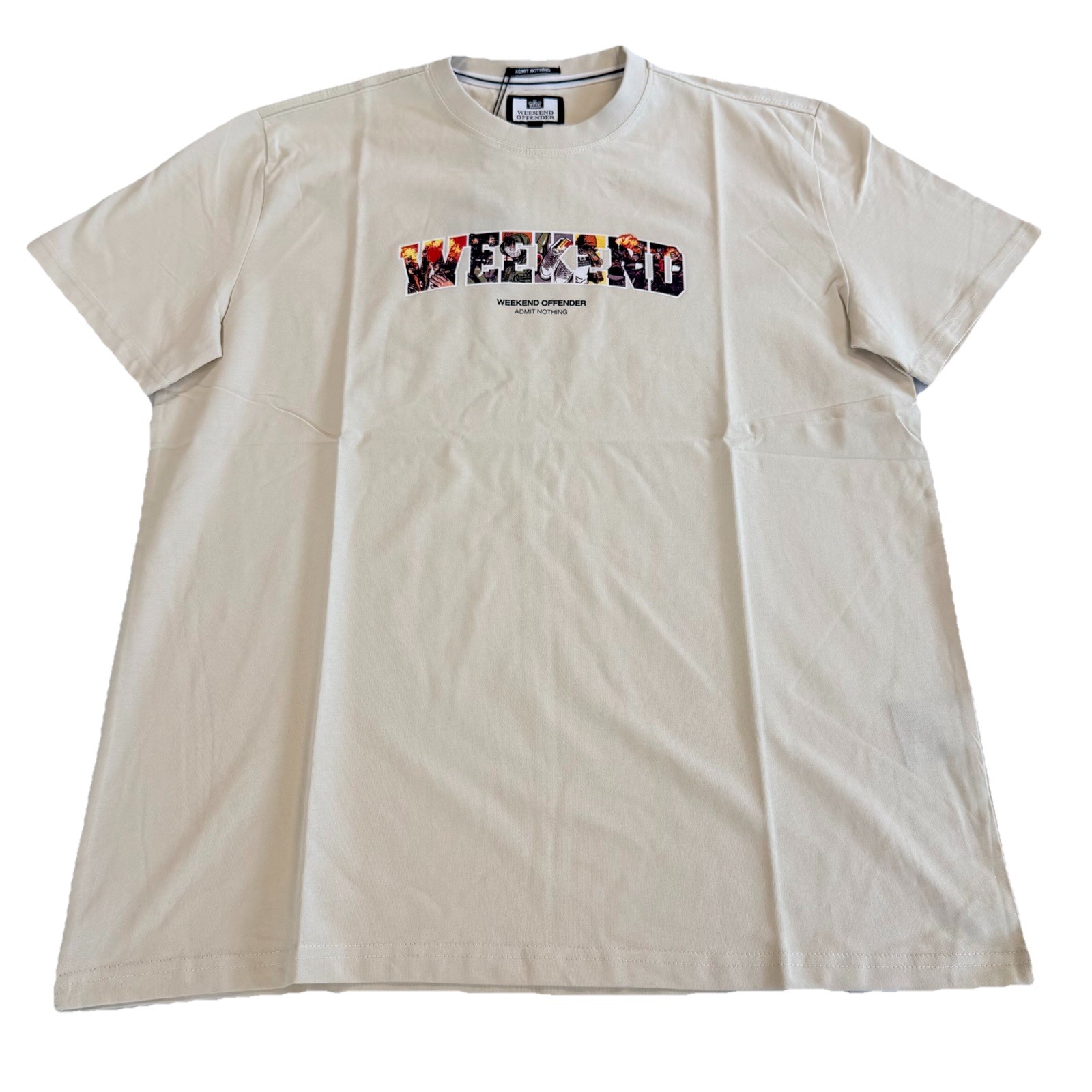 Weekend Offender Saturday Graphic T-shirt Bone White Mens Size UK Large