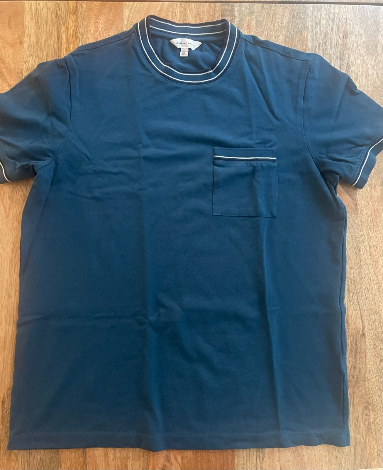 Club Monaco Tipped Rib Collar Pocket T-Shirt Navy Blue Men’s Medium