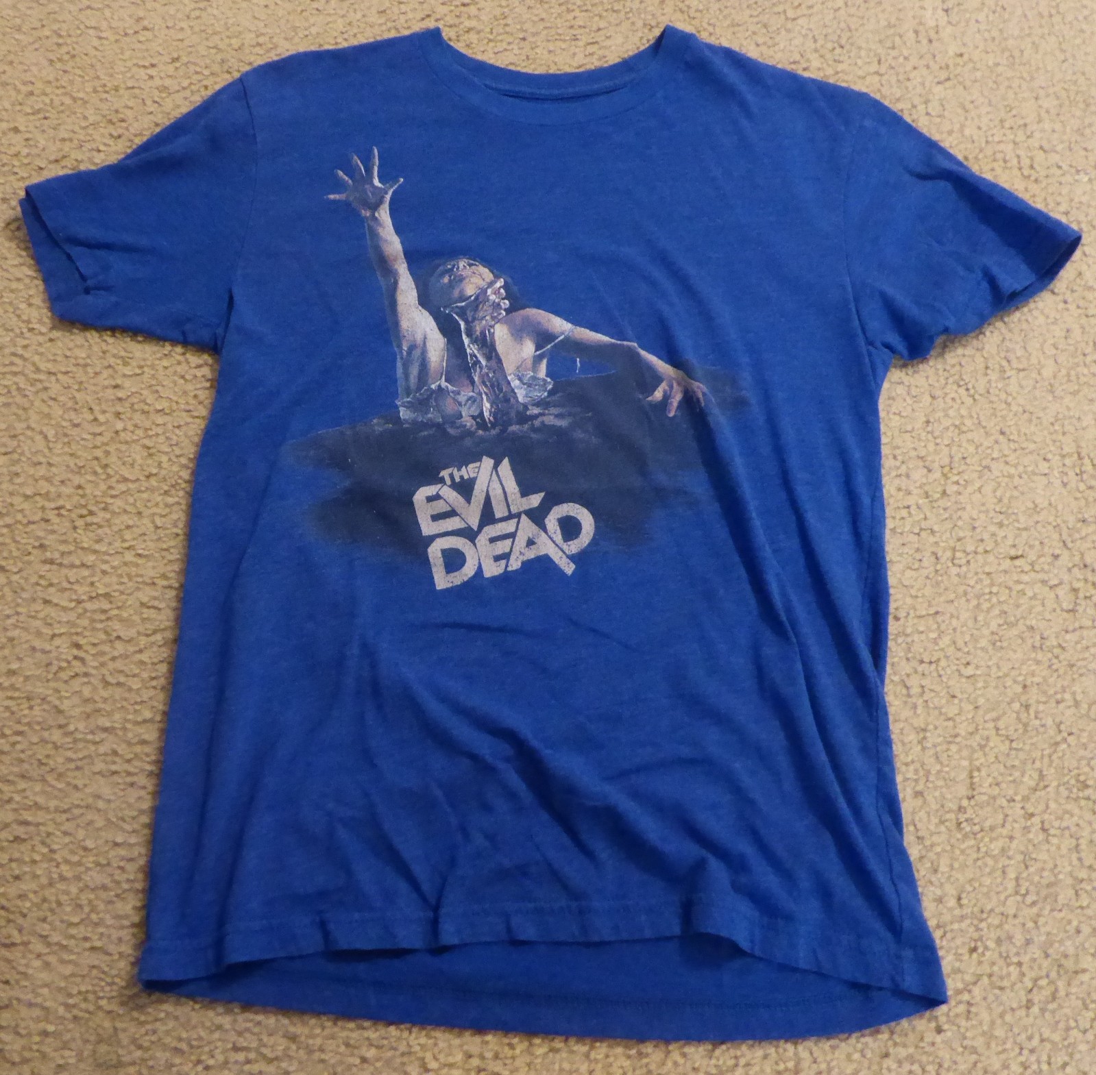 THE EVIL DEAD CLASSIC ROYAL BLUE T-SHIRT SIZE SMALL FRIGHT RAGS EXCELLENT SHAPE!