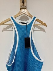 NWT Dsquared2 Men’s Runway Blue Mesh Muscle Racer Back Vest Tank Top Size M
