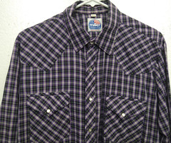 MILLER WESTERN WEAR Stud Snap Close Lg Sleeve, 3 snap cuff SZ161/2-34 BLUE PLAID