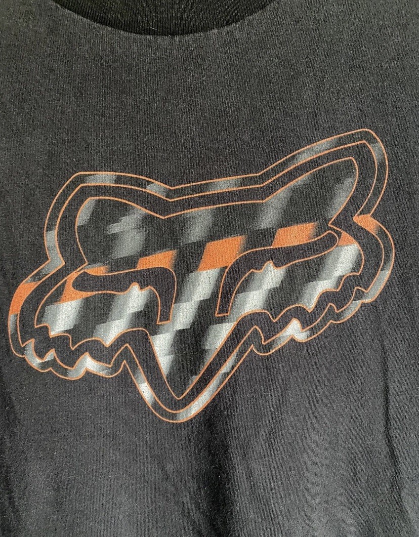 Fox Racing Black T-Shirt With Orange, Gray And White Logo Size Youth Large gallery