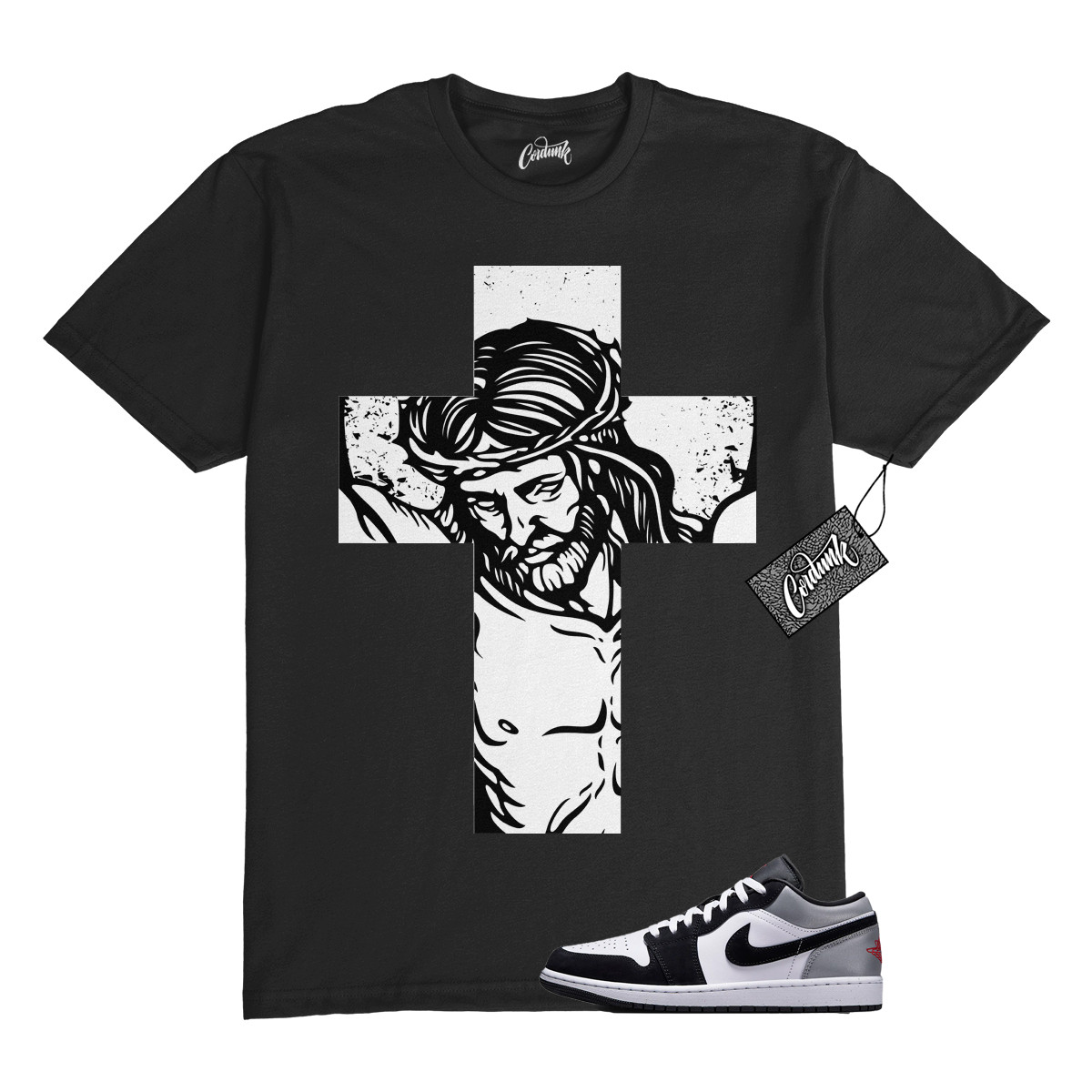 1 Black Matte Silver White Fire Red T Shirt Match JC1