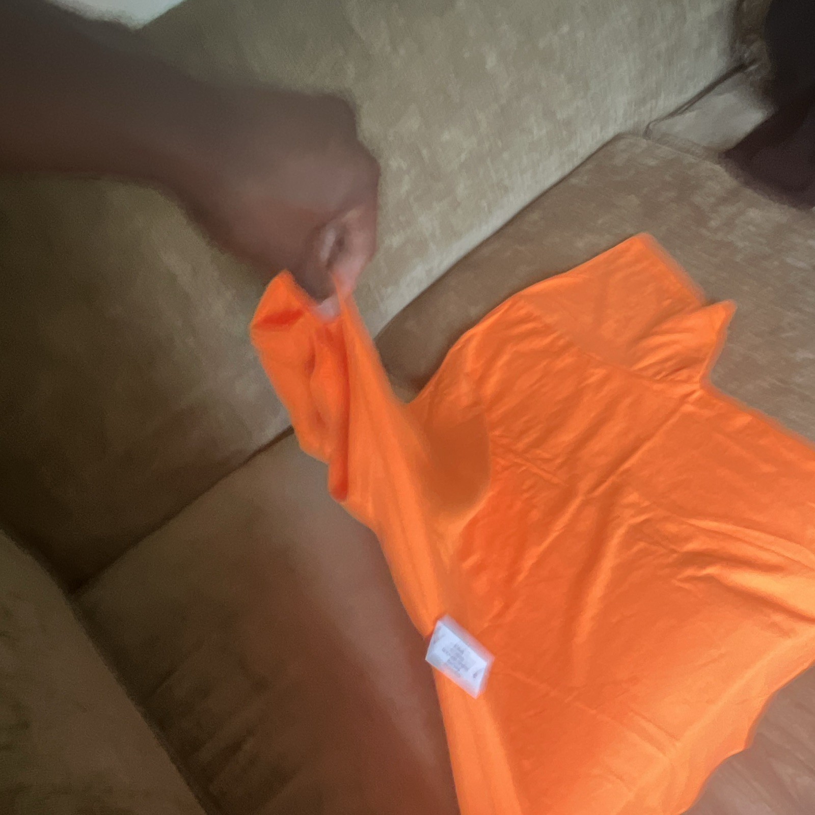 Athletic Works Men's XL Orange Solid Crew Neck Short Sleeve Cotton Tagless Tee gallery