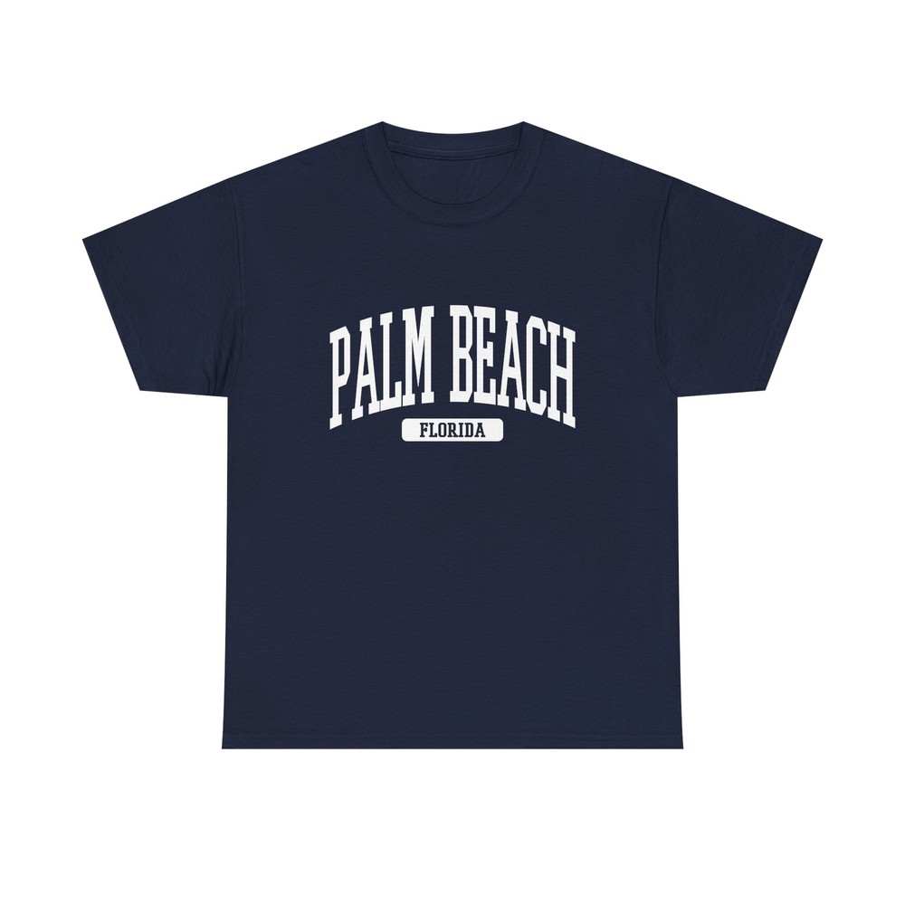 Palm Beach Florida Souvenir Beach, Aesthetic, Minimalist Navy Blue Tee