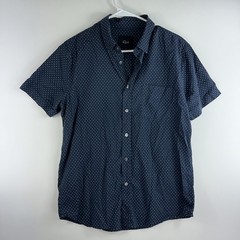 Rails Men’s Medium Lyocell Cotton Blend S/S Navy Pink PolkaDot Button Down Shirt