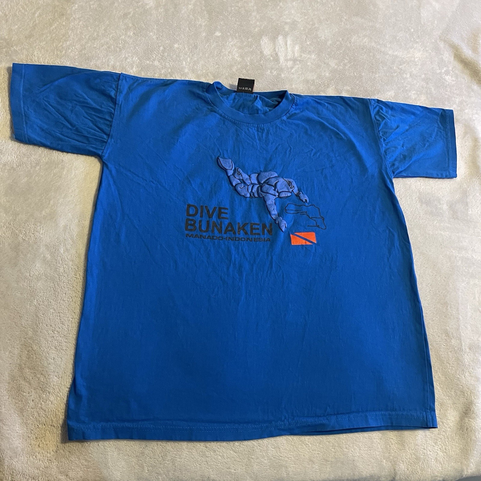 Indonesia Shirt Men XL Blue Streetwear Lightweight Workout Crew Neck Casual Tee