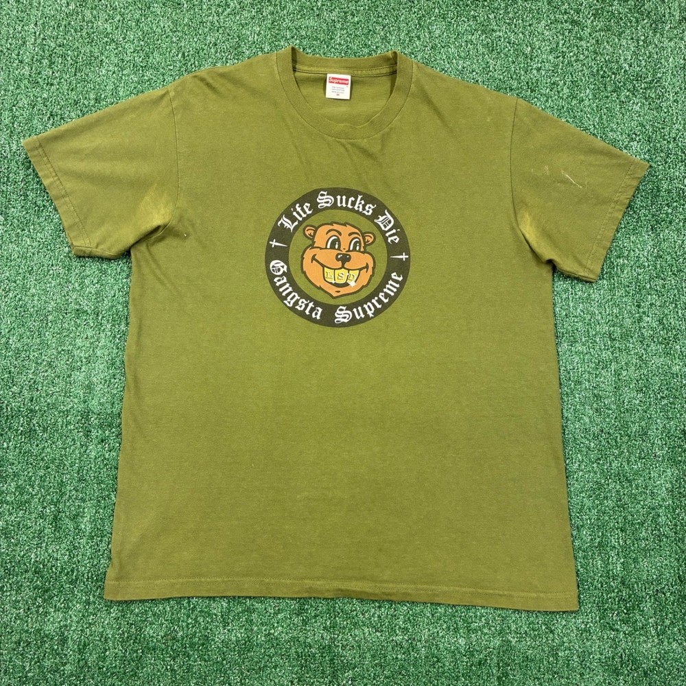Supreme Supreme Life Sucks Die LSD Gangsta Cartoon Bear T-Shirt