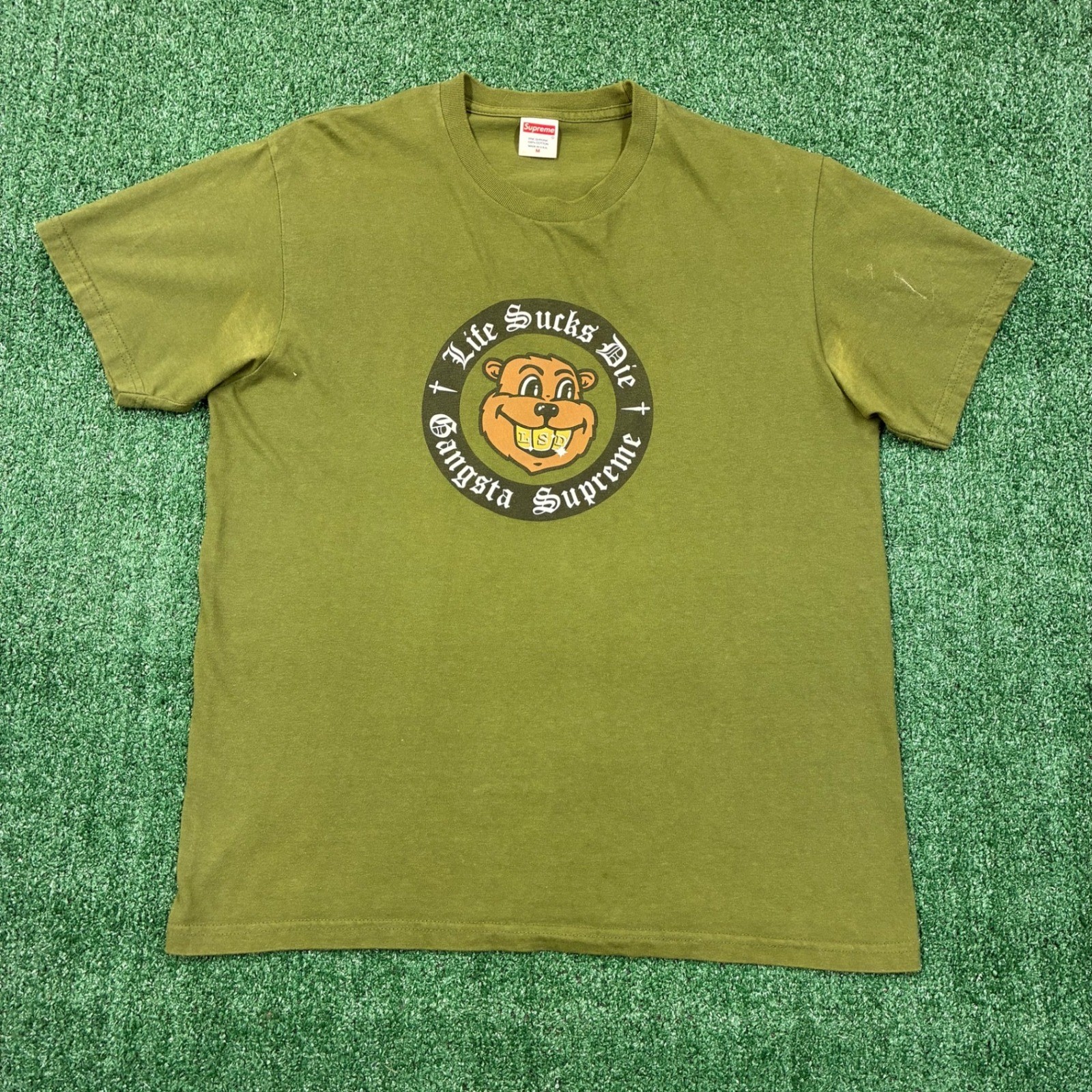 Supreme Supreme Life Sucks Die LSD Gangsta Cartoon Bear T-Shirt