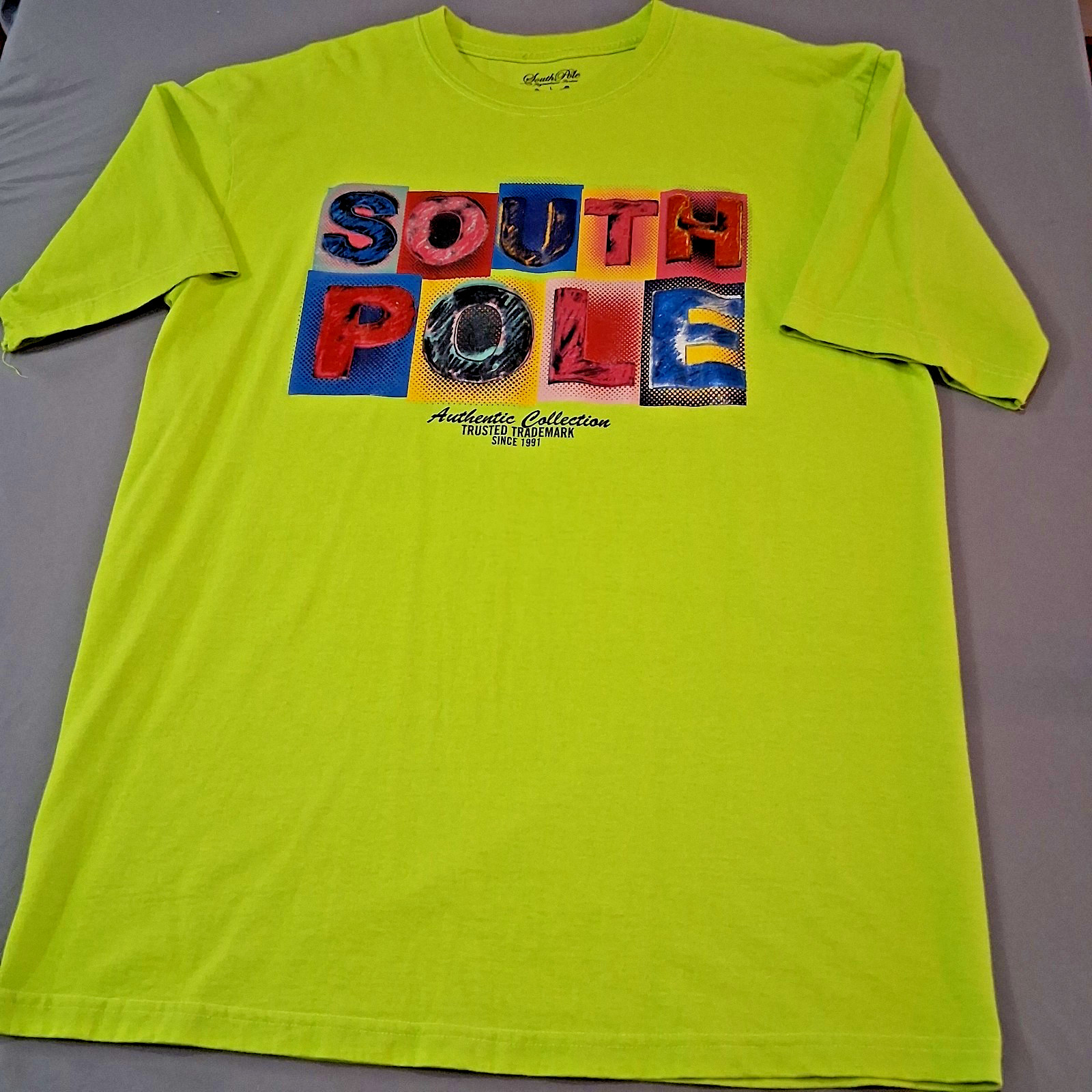 South Pole Men’s Large T-Shirt Lime Green Authentic Collection Urban Streetwear