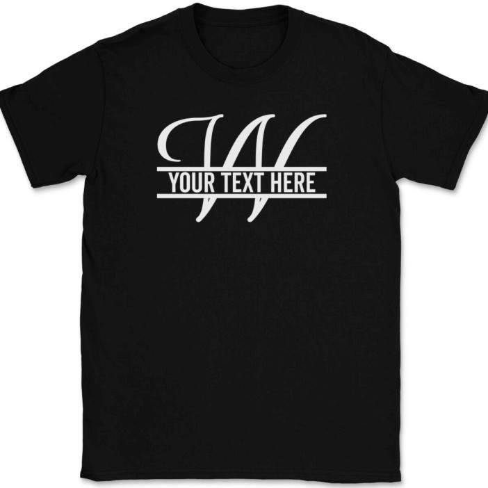 Letter W Monogram Your Text Here Custom T-Shirt Personalized Family Gift Tee