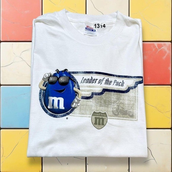Vintage M&M Candy Cartoon Tee Y2K Men XL White Leader Of The Pack Promo Shirt gallery