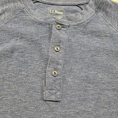 LL Bean Sweater Men Medium Blue Henley Slightly Fitted Knit Long Sleeve Pullover