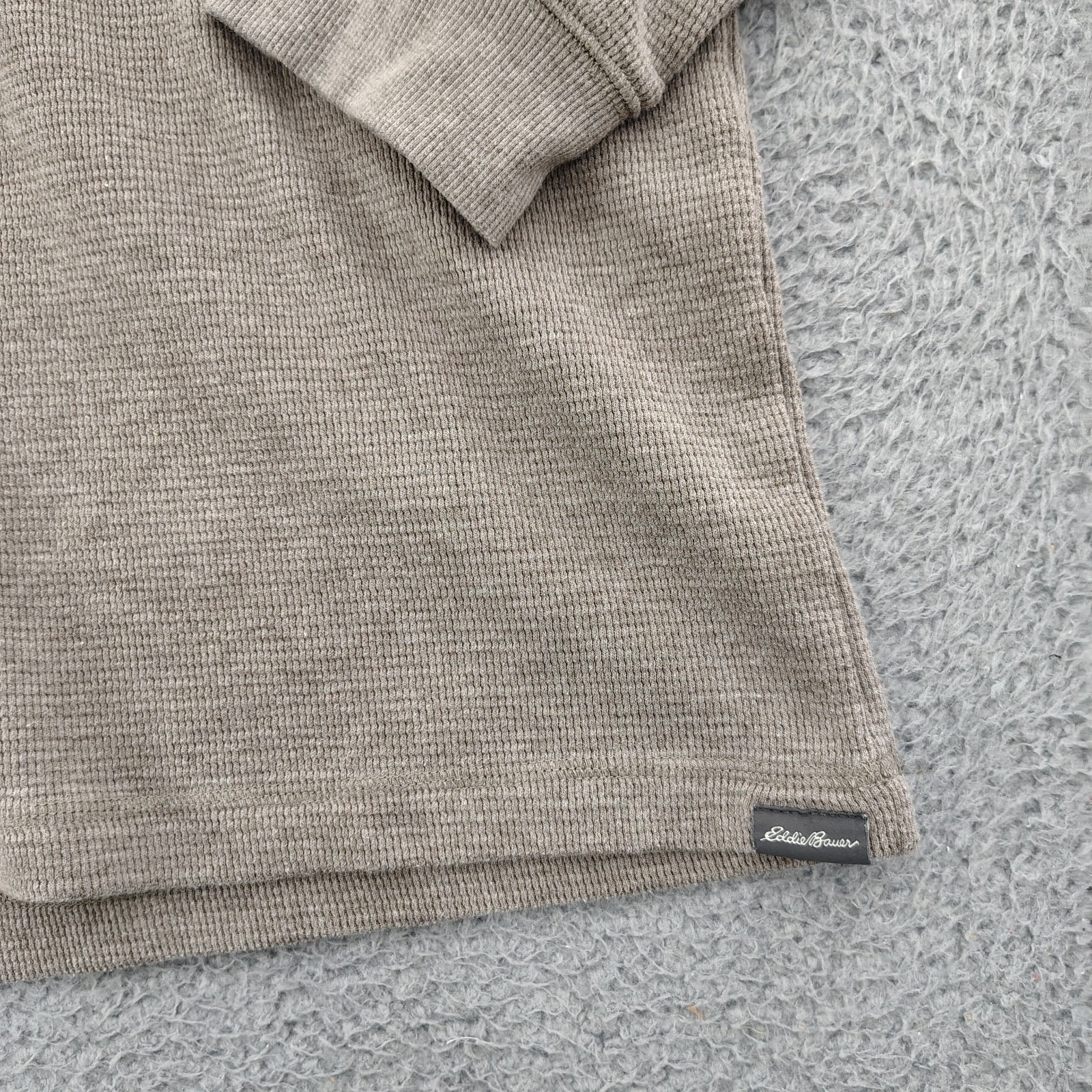 Eddie Bauer Thermal Shirt Mens XL Brown Waffle Knit Henley Long Sleeve Casual gallery