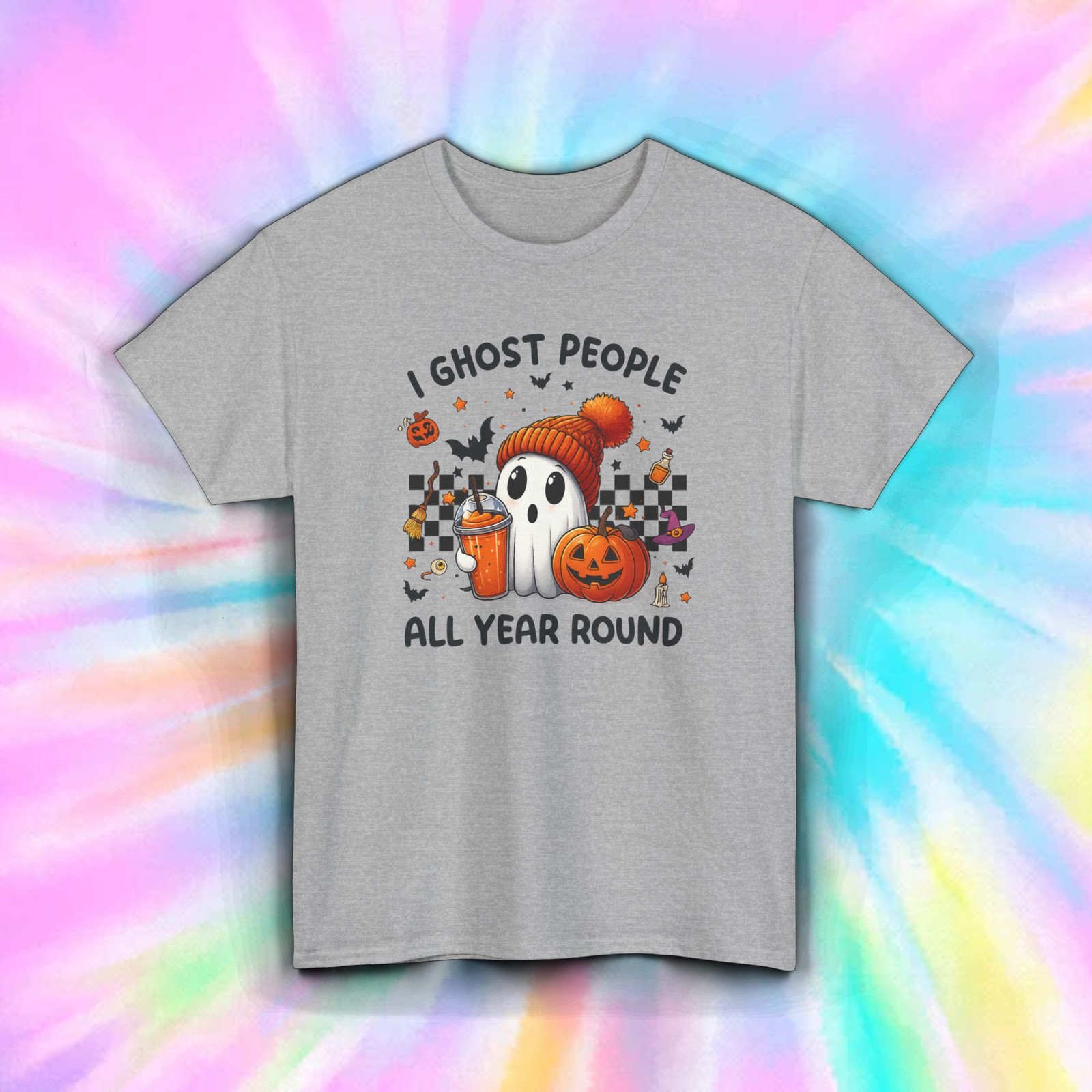 I Ghost People All Year Round Shirt Funny Halloween Cute Ghost Fall Tee S-5XL