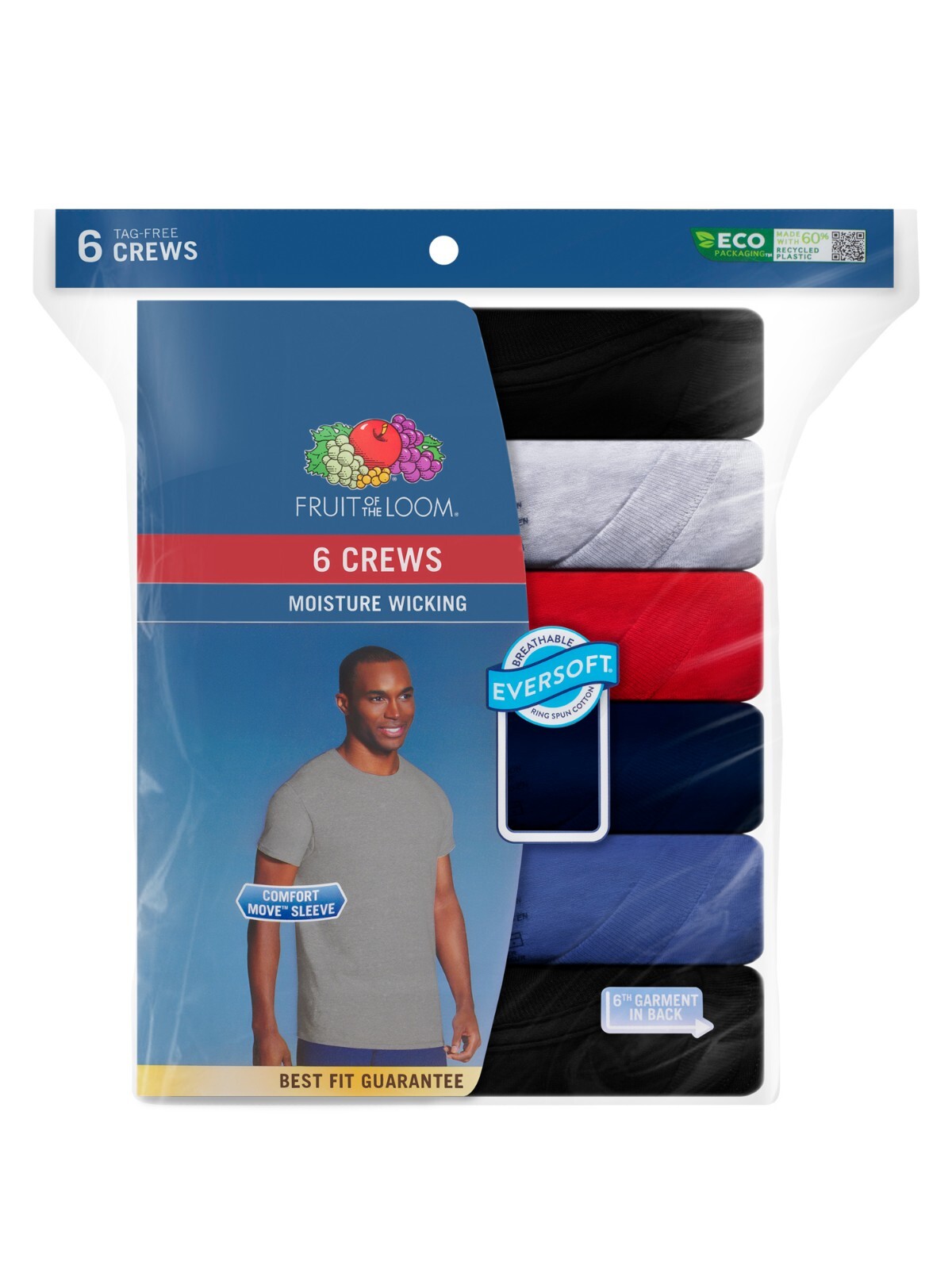 6 Pack Fruit of the Loom Men's Crew T-Shirt Undershirts Super Value Cotton S-3XL gallery
