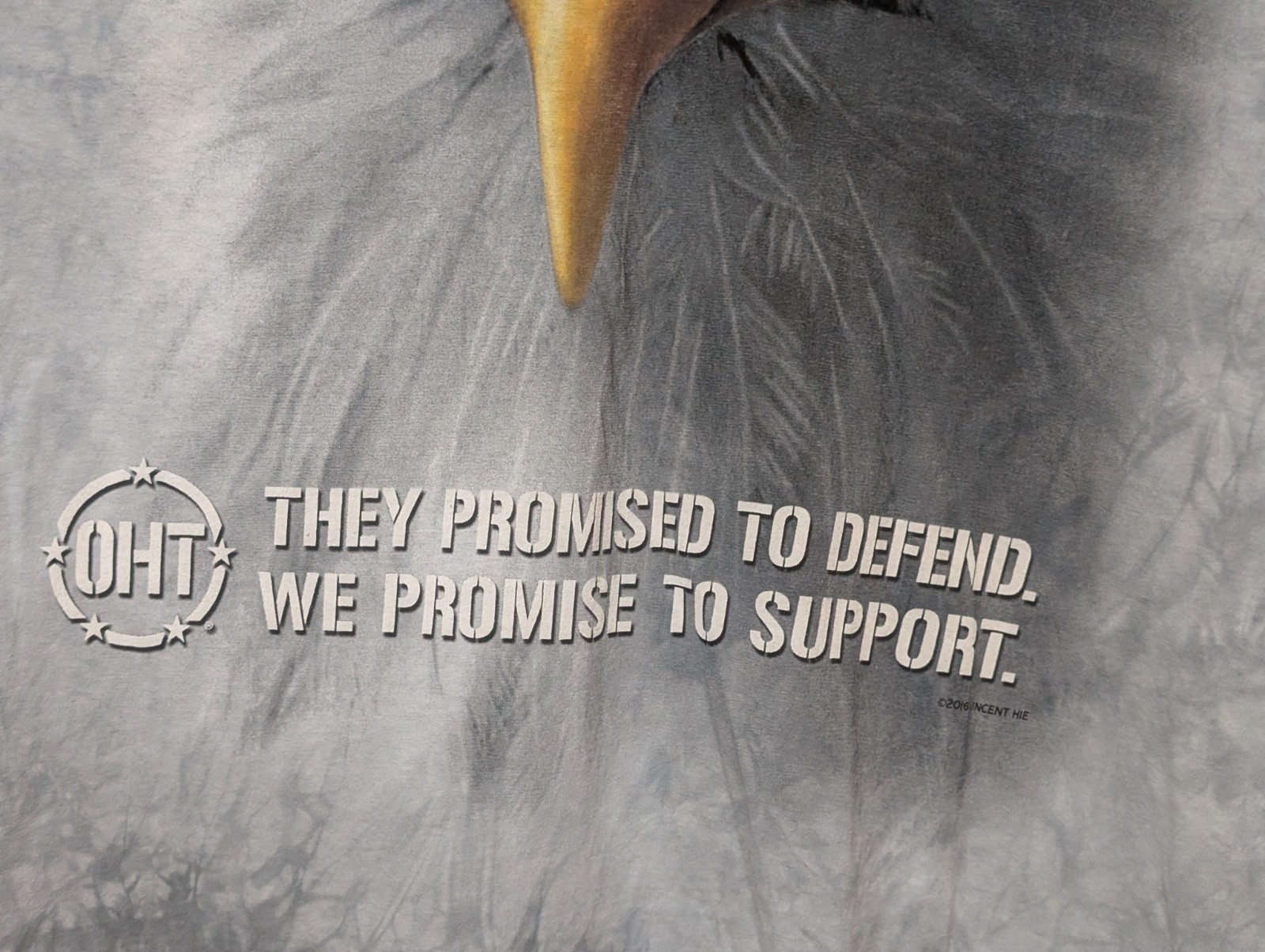 The Mountain Mens T-shirt Gray Face Of An Eagle We Promise To Defend XL #6734 gallery