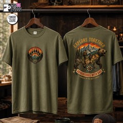 Father Hiking Tee Vintage Bear Camping, Retro Outdoors T-shirt