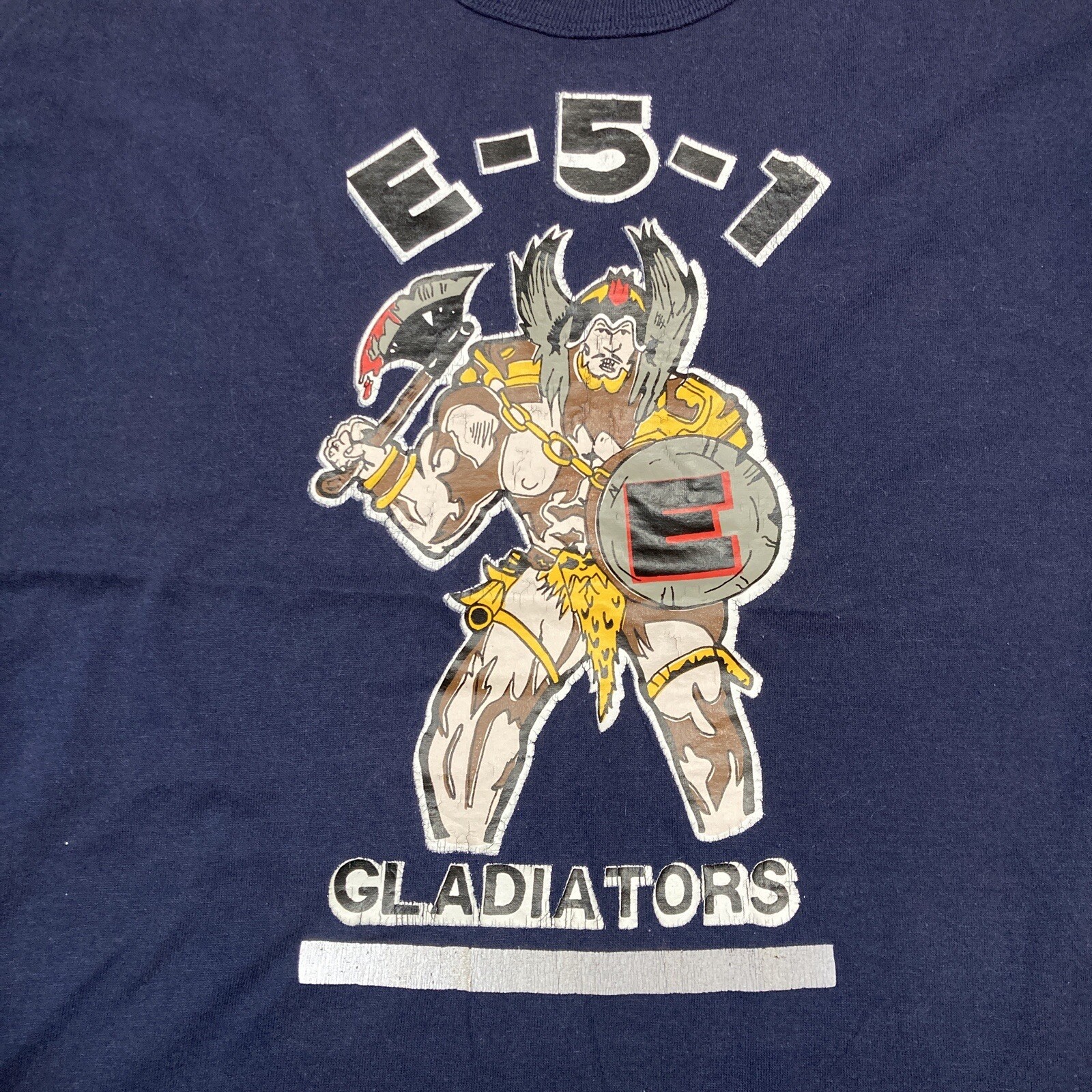 Gladiators Shirt M Vintage 80s 90s E-5-1- Amos Warrior Axe Shield Fighter Tee gallery