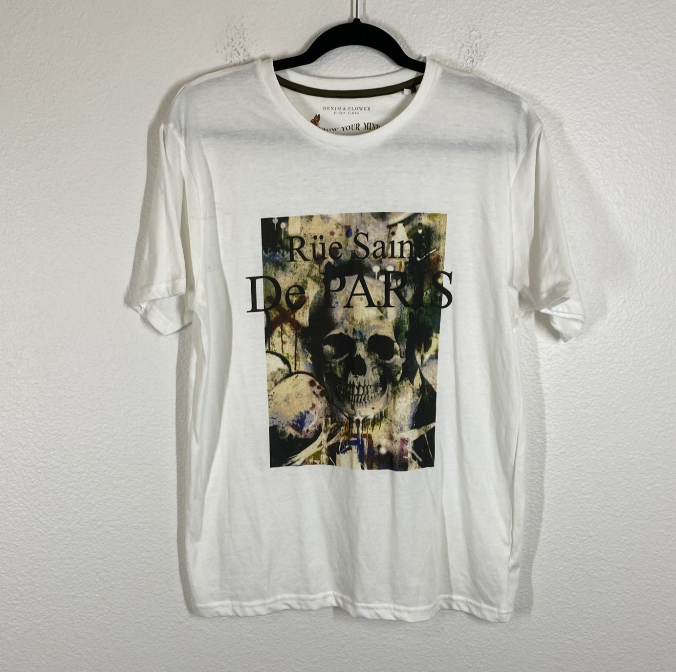 Denim & Flower Shirt Mens Large White Rue Saint De Paris Skull Graphic Tee New gallery