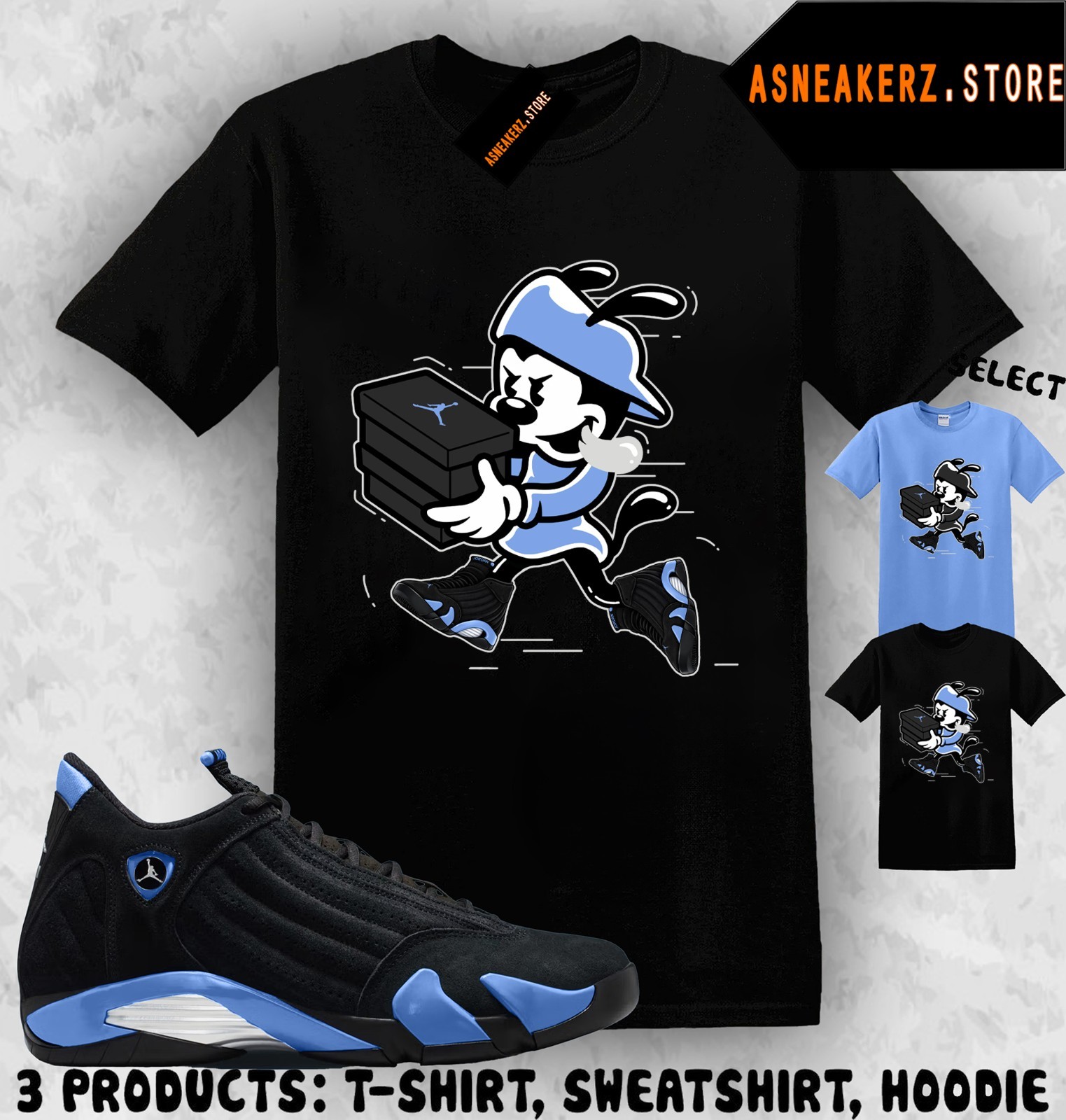 Shirt Matching AJ 14 Black University Blue 2026 To Match Sneaker Double Up Wakko gallery