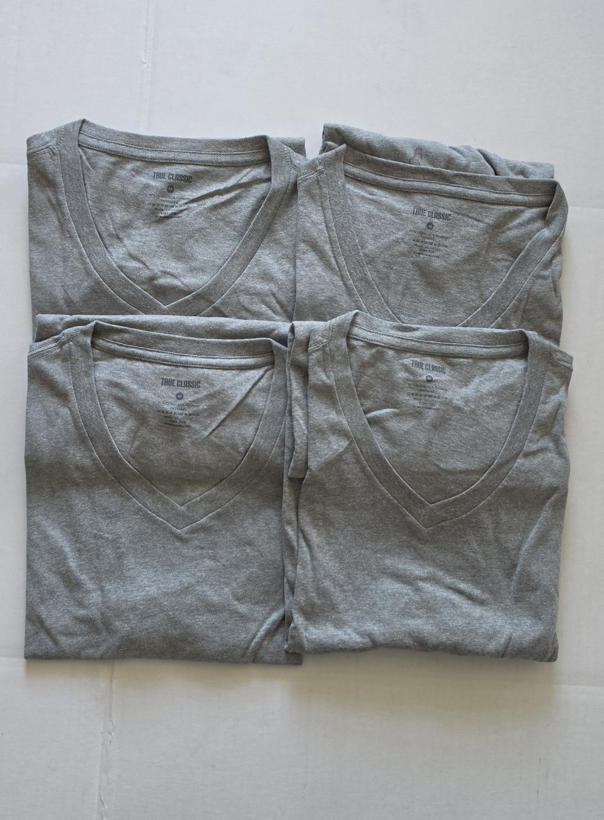 True Classic - V-Neck - Short Sleeve T-Shirt - Heather Grey - Medium - 4 Pack gallery