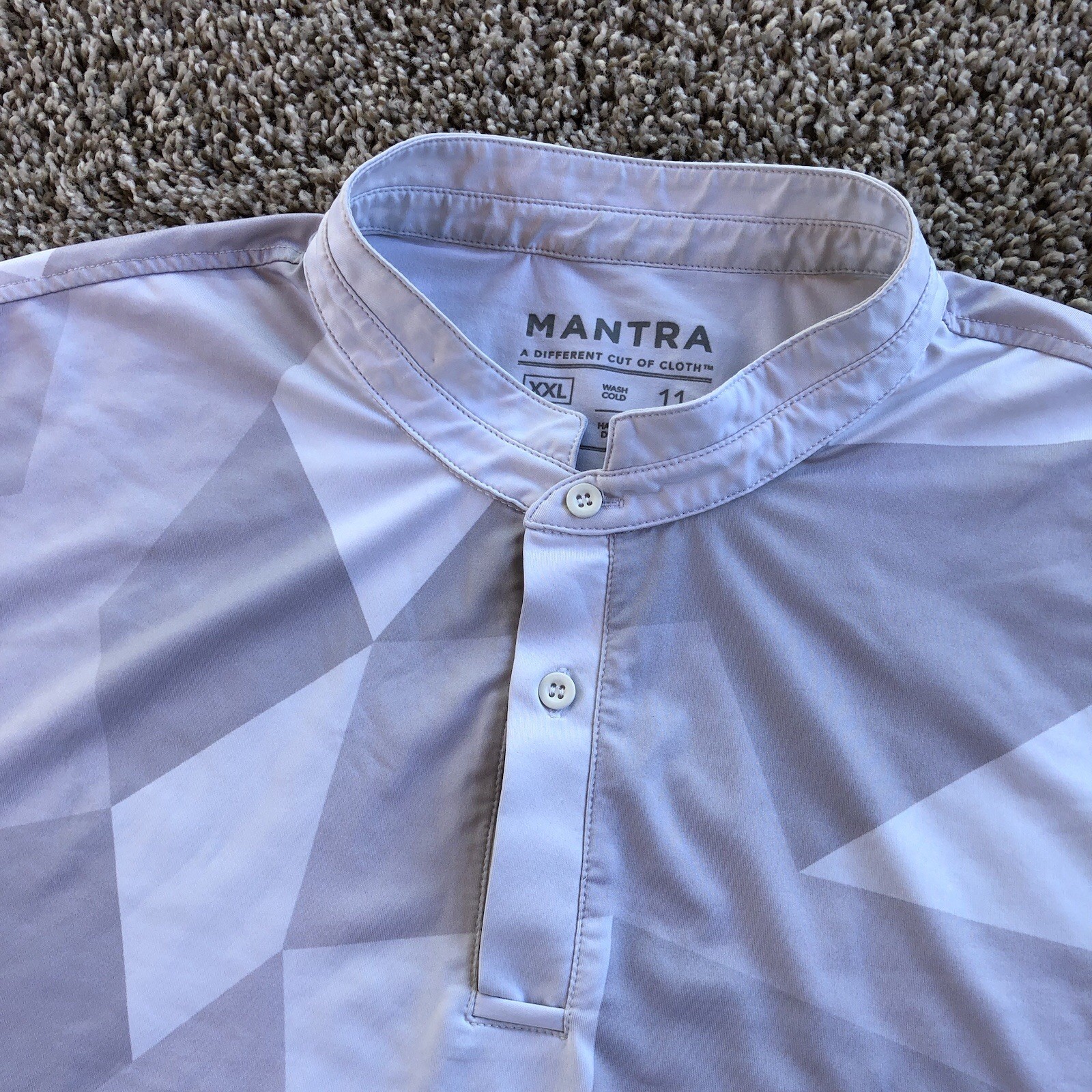 Mantra Performance Polo Shirt Mens 2XL Gray Geometric Stretch Band Collar Golf gallery