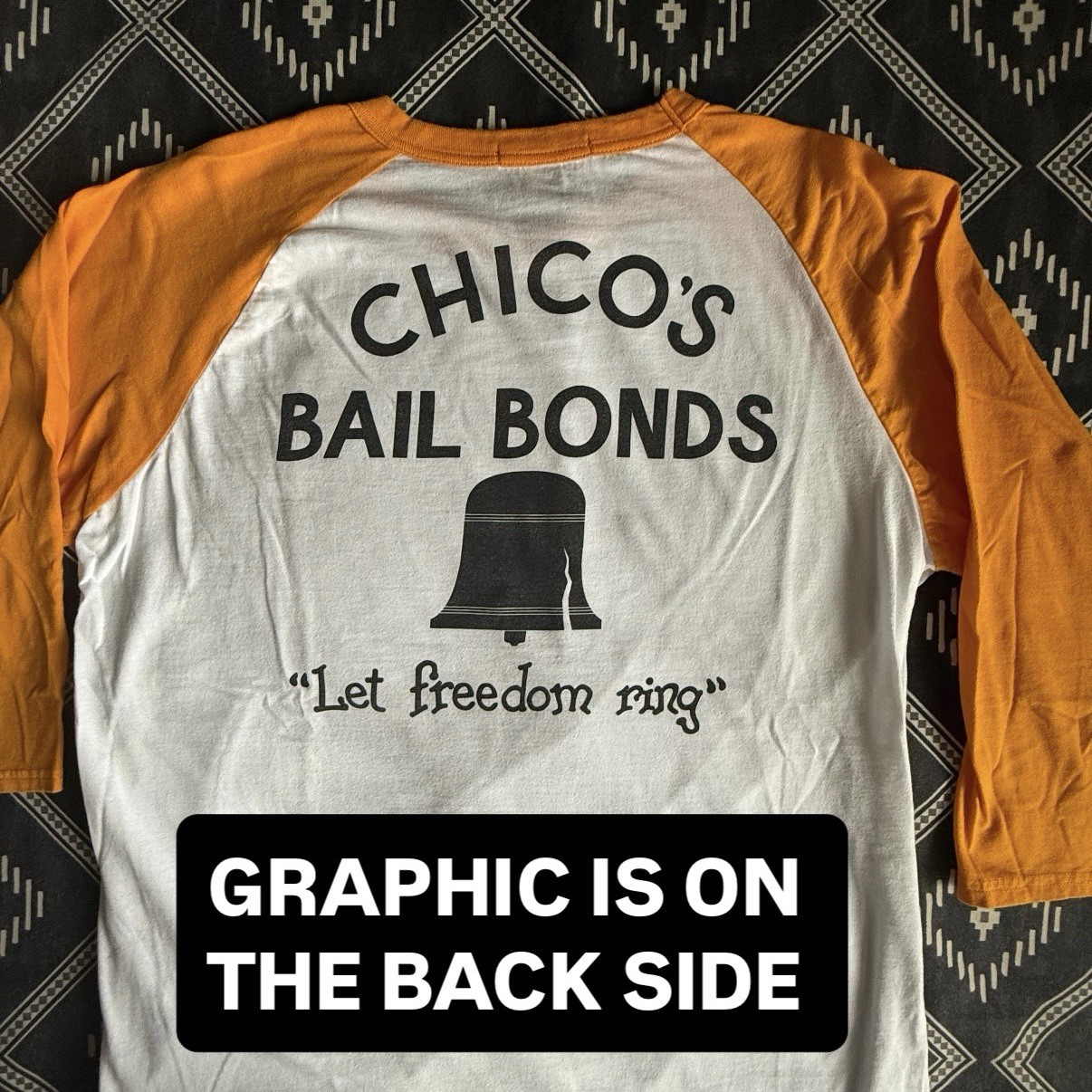 BAD NEWS BEARS Chico’s Bail Bonds Baseball Movie Raglan Shirt. LARGE Preowned NV gallery