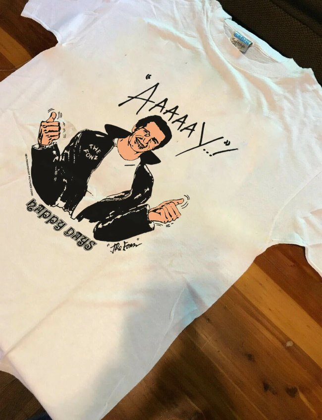 New 70 1976 HAPPY DAYS the fonz tv show fonzie arthur fonzarelli vtg T-Shirt gallery