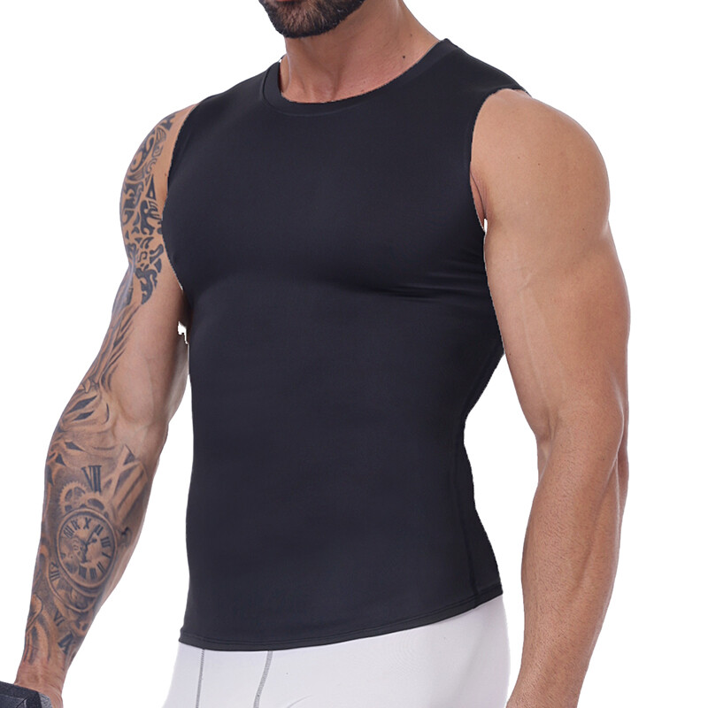Mens Slimming Tummy Body Shaper Vest Compression T-Shirt Fitness Muscle Tank Top gallery