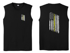 Thin Yellow Line Tattered American Flag Security Officer Tow Performance Tank