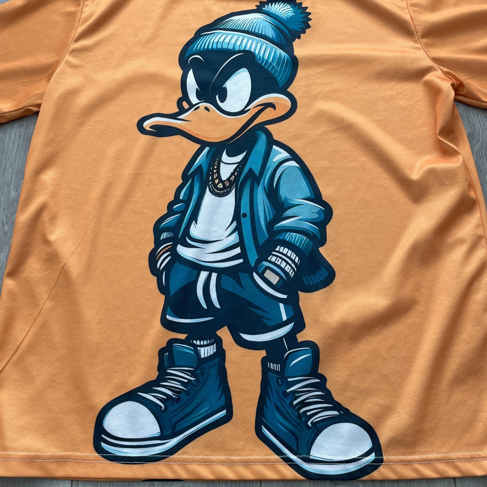 Duck T Shirt Mens XL Orange Cartoon Character Graphic Streetwear Tee Crew Neck gallery