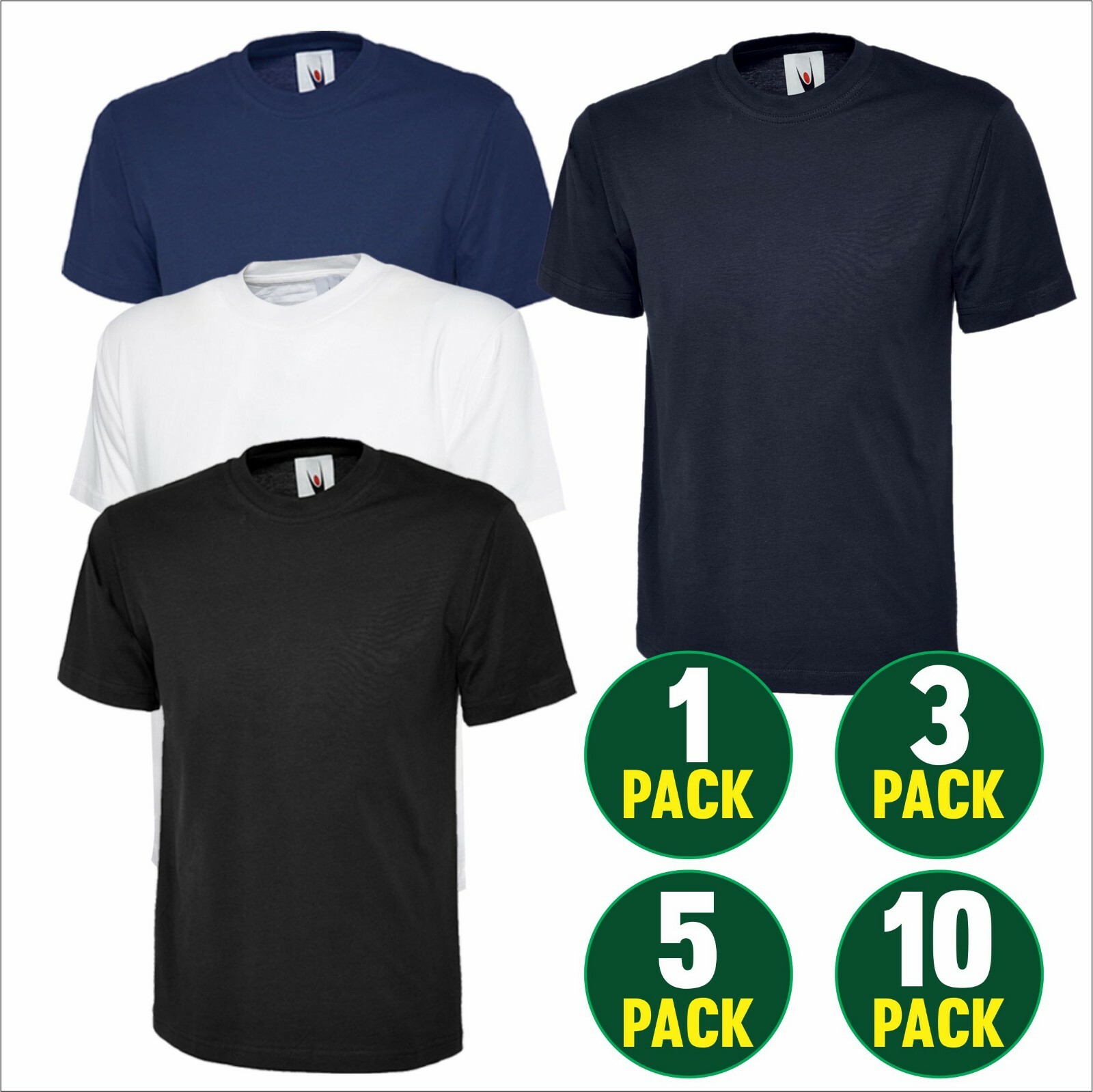 Uneek 1 3 5 10 PACK Men's Classic T-Shirt Short Sleeve Work Tee TShirt UC301 LOT gallery