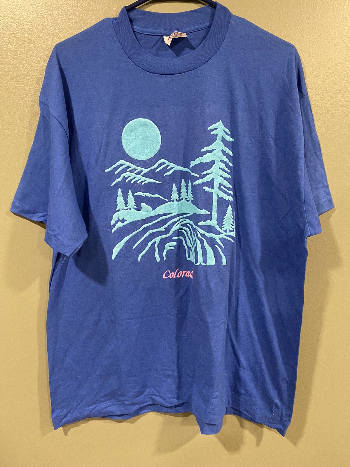 Vtg single stitch colorado t shirt puffy screenprint XL mens teejays