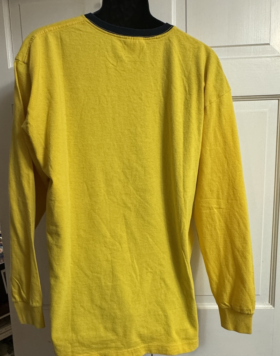 Vintage Chaps Ralph Lauren Spellout L Yellow Blue Ringer Tee Long Sleeve USA gallery