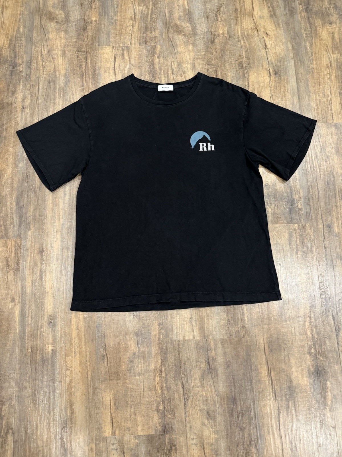 Rhude Moonlight Blue Logo Black Tee Size Large Men’s T-Shirt gallery