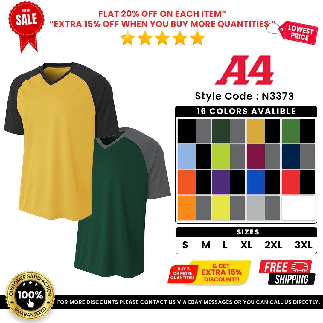 A4 Short Sleeve Moisture Wicking Dri-Fit Strike Raglan Jersey T-Shirt – N3373