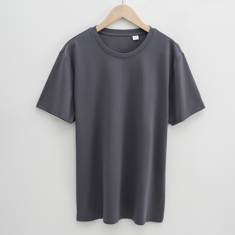 Men’s 100% Mercerized Cotton T-shirt Crew Collar Short Sleeves Casual Basic Tops