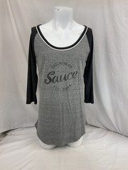 Sauce Hockey Shirt XL Gray 1/2 Sleeve Poly Cotton Rayon Made USA NWT YGI O2-335