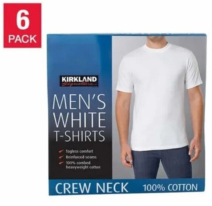 Kirkland Signature Men’s Crew Neck T-Shirts | White | Small