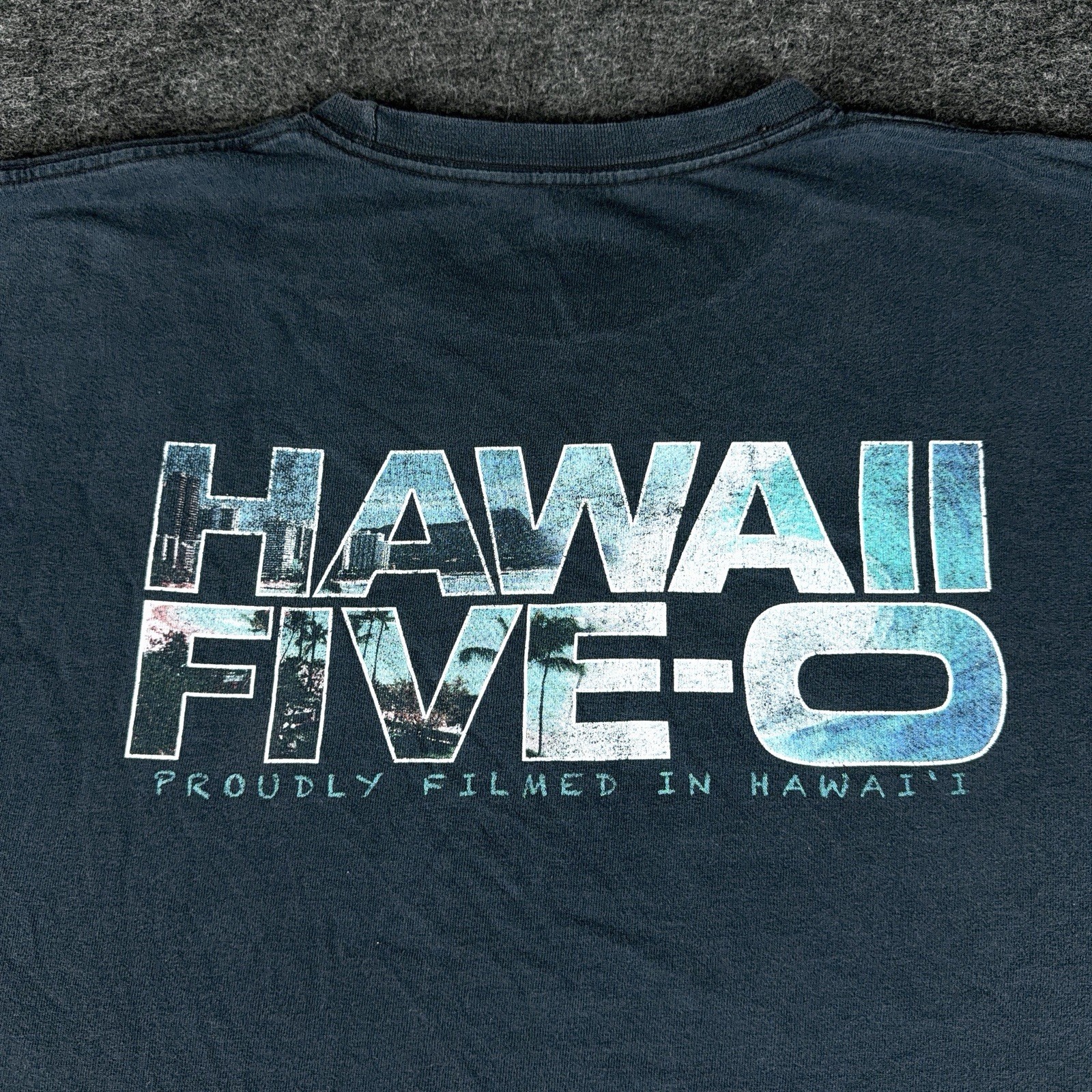 Hawaii Five-O Shirt Men’s Extra Large Black Faded Film Crew Promo Graphic Tee