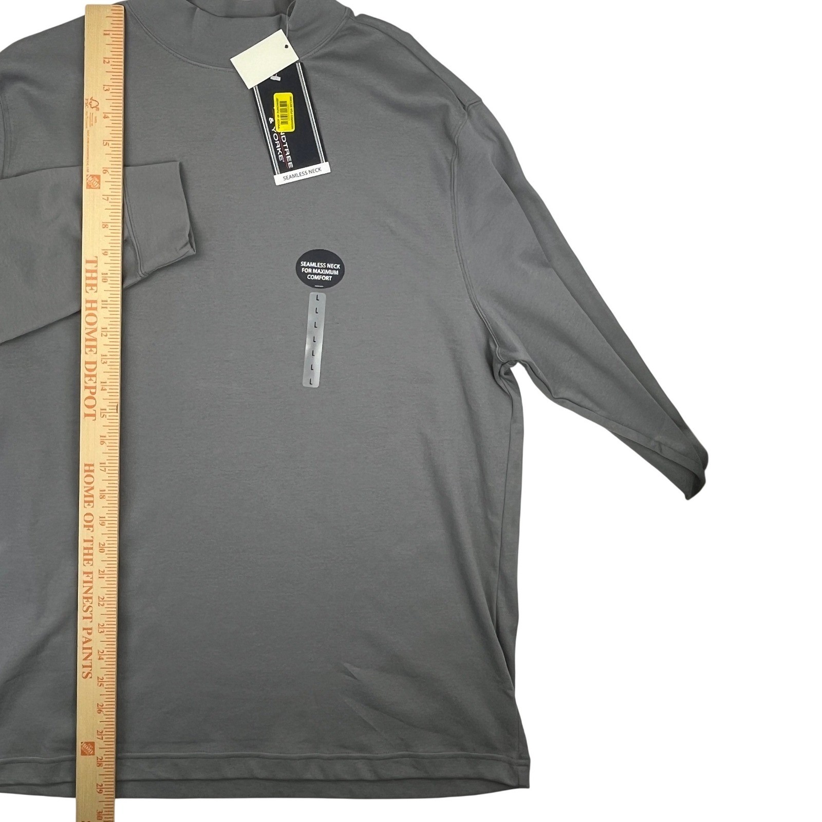 Roundtree & Yorke Mens Large Gray Seamless Mock Neck Long Sleeve Shirt NWT gallery