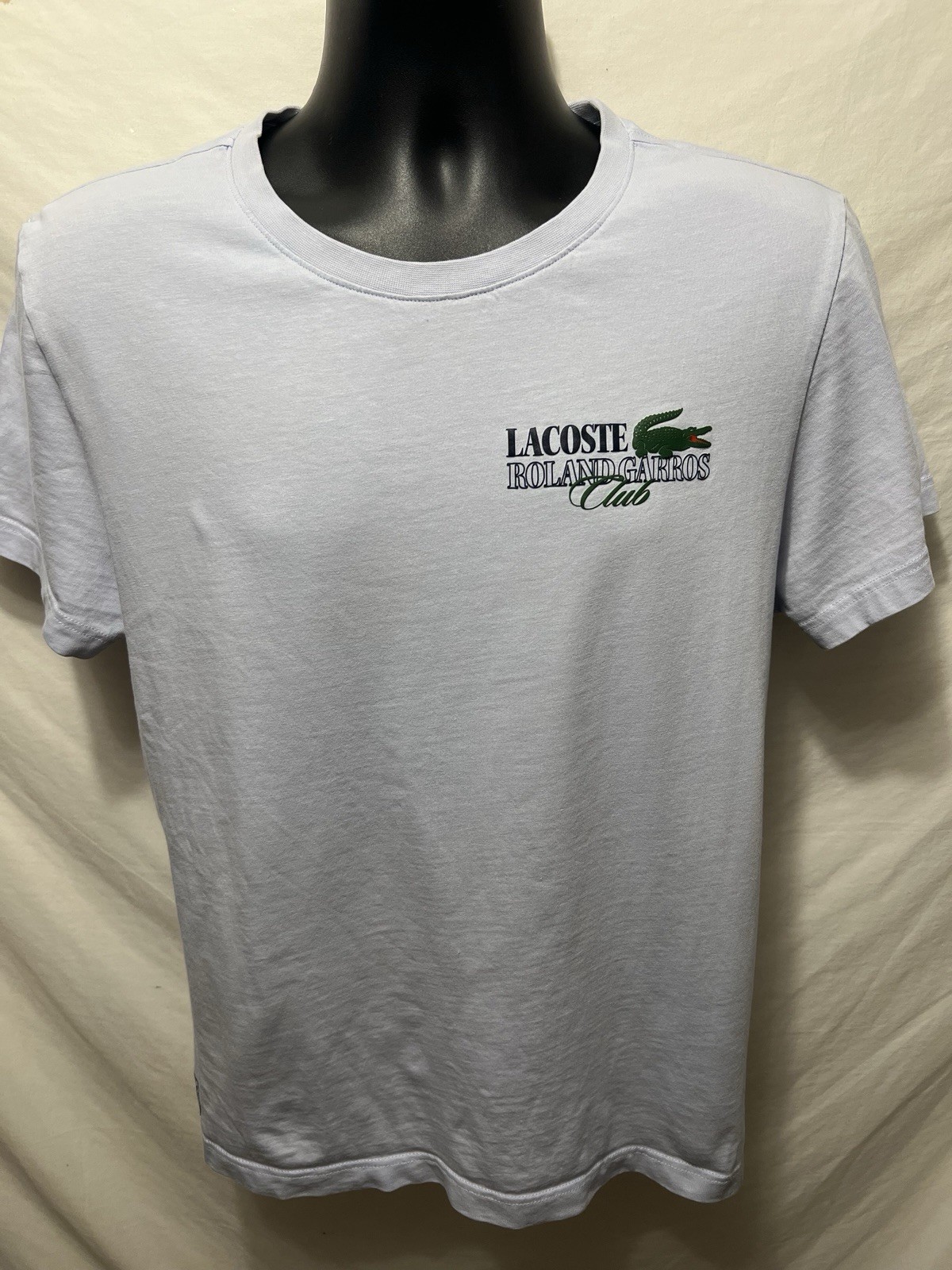 LACOSTE ROLAND GARROS Clube Crew Neck T-Shirt Relax Fit 4 Sz Medium S/S Blue D2 gallery