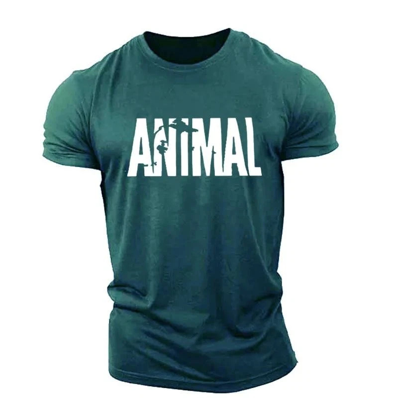 Men Muscle Gym T-Shirts Short Sleeve Workout Athletic Bodybuilding Animal Tee gallery
