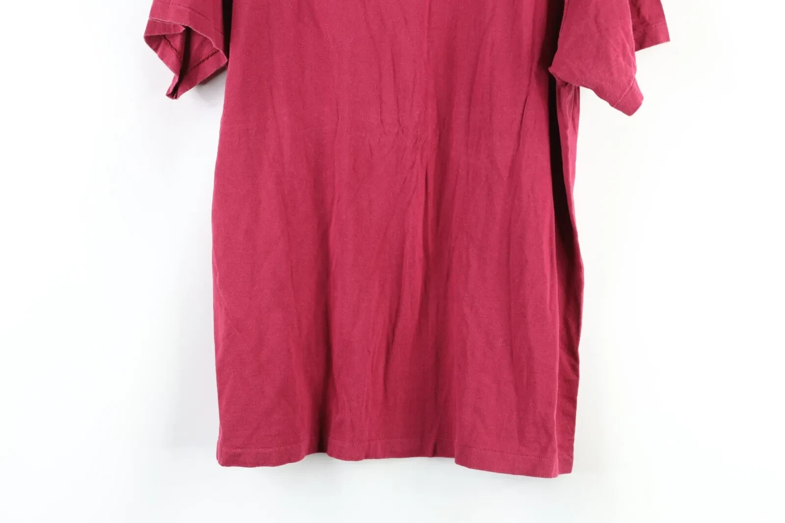 Vintage 90s Streetwear Mens Large Faded Blank Pocket T-Shirt Burgundy Cotton gallery
