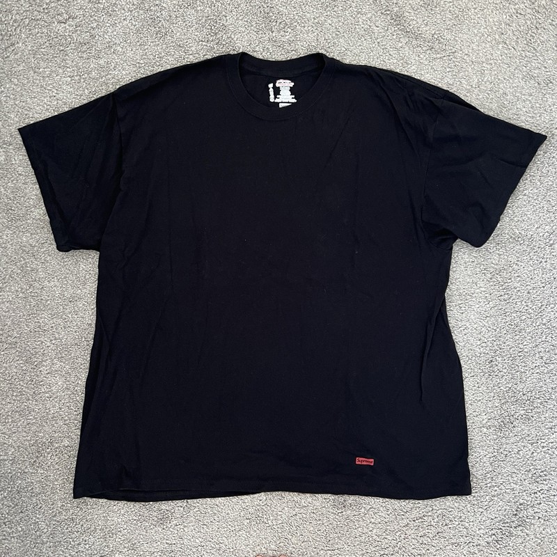 Supreme Black Hanes T-Shirt Pack of 2 Men’s Size XL 100% Cotton Box Logo