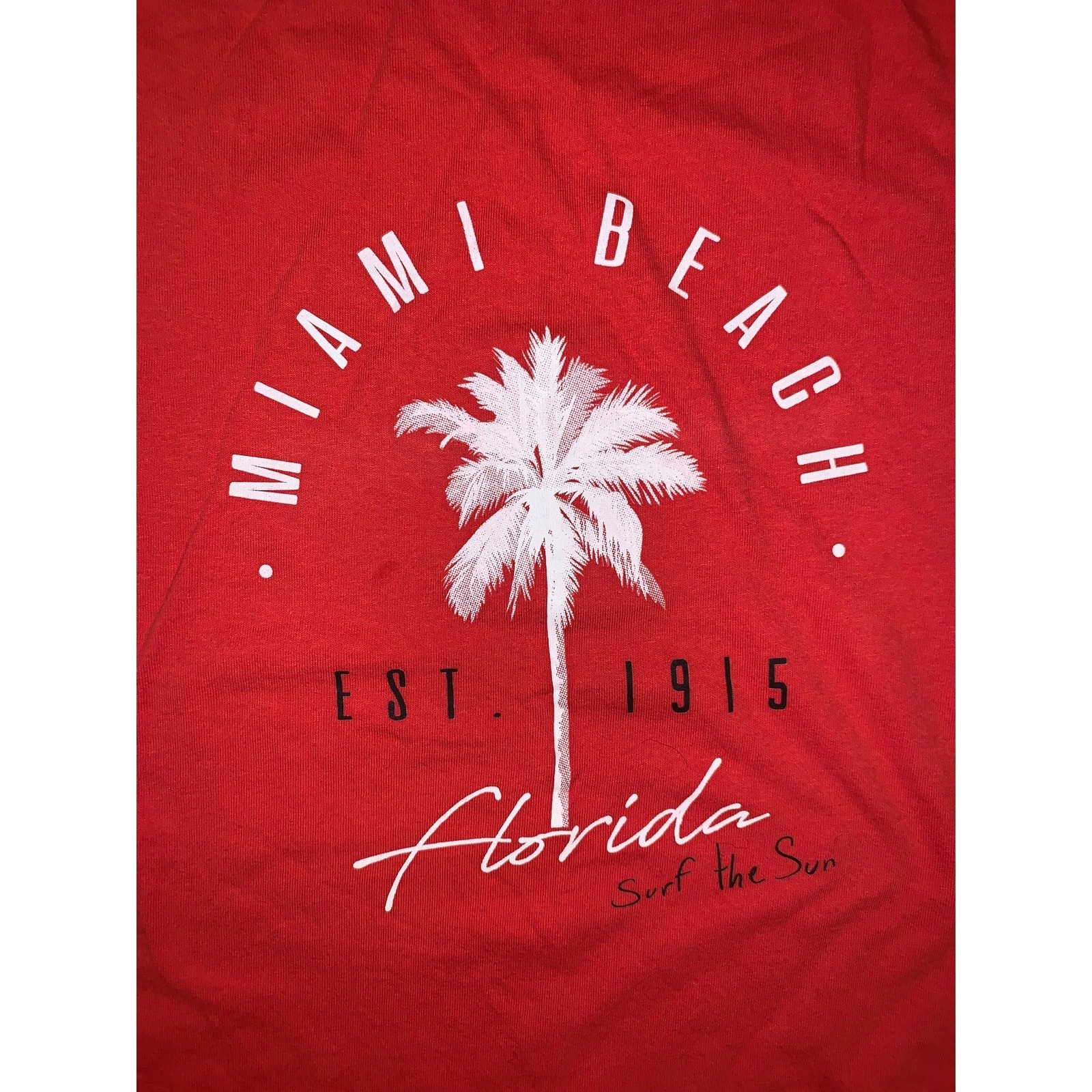 Miami Beach Florida Red Graphic T Shirt XL Tropical Vacation Tee gallery